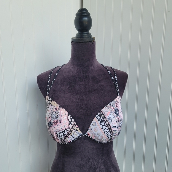 Victorias Secret 34D Bikini Top Fabulous Swimwear Pink Black Gorgeous Add 1.5cup - Picture 5 of 11